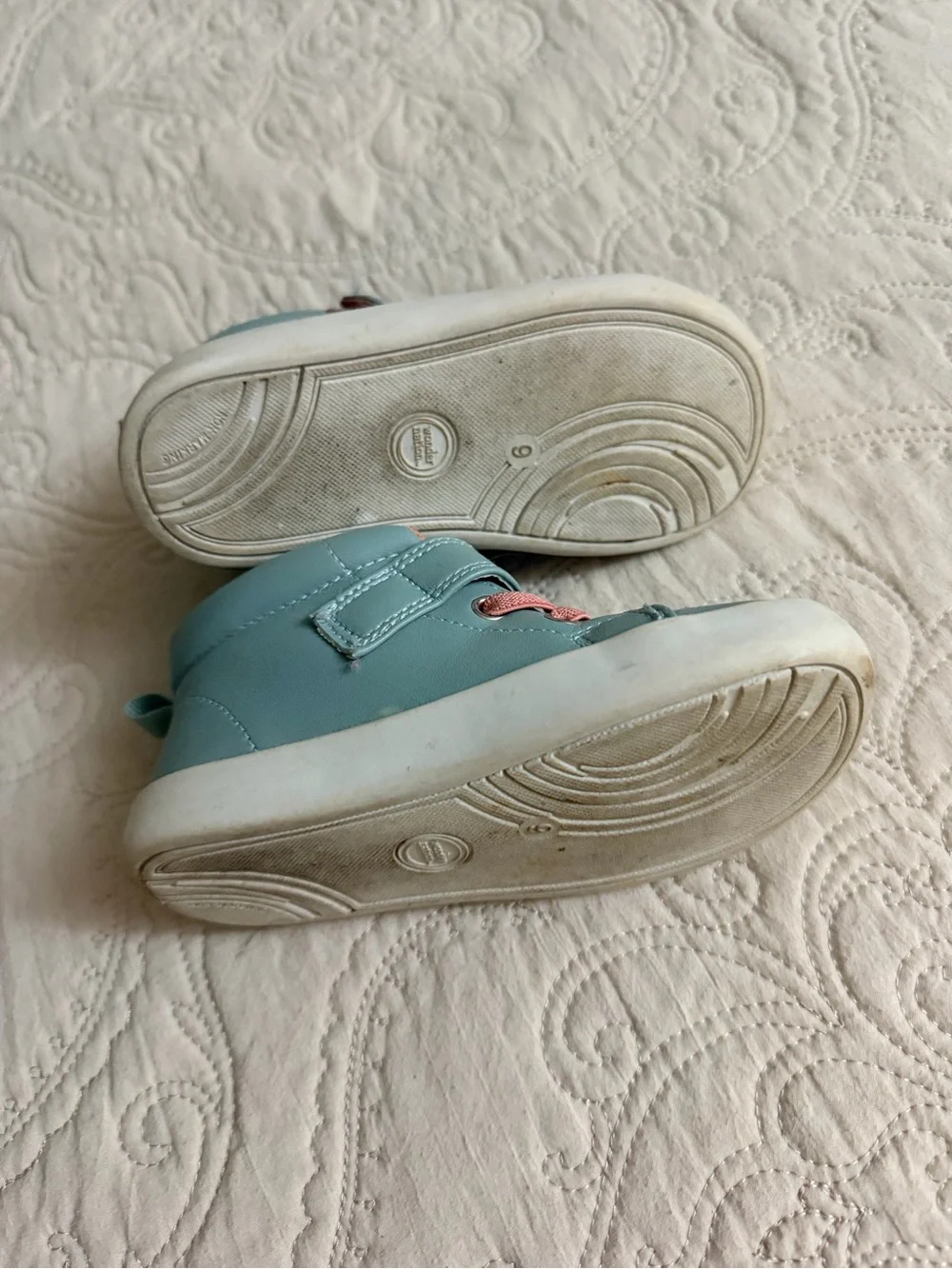 wonder nation Aqua and Pink Kids High-Top Velcro Sneakers